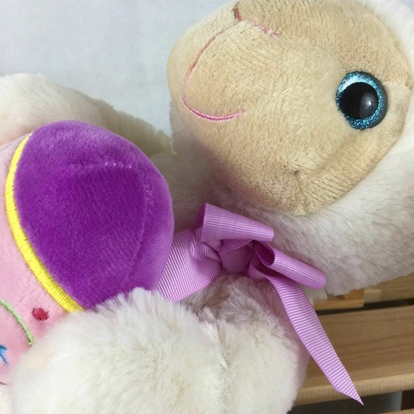 Hugfun Plush Lamb Sheep Blue Eye Bow Easter Egg Stuffed Animal Cuddly Baby Toy - Picture 9 of 9